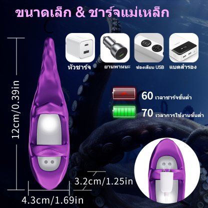 W4701未定价ไข่สั่น 10 ความถี่การสั่น ออกแบบเลียนแบบหนวดปลาหมึก ออกแบบสำหรับสวมนิ้ว