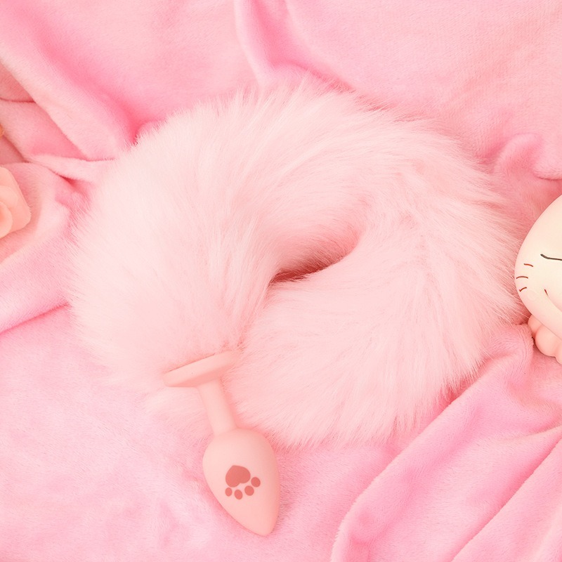 W0615 ปลั๊กทวาร หางปรับยาว-สั้นได้ วัสดุซิลิโคน+ผ้าขนสัตว์ ดีไซน์กระทัดรัดพกพาสะดวก|XQ