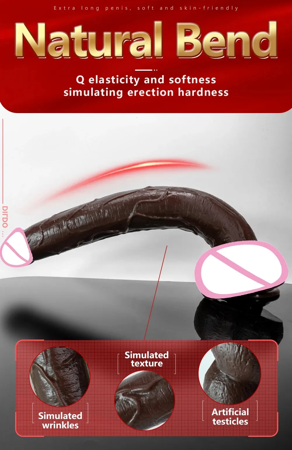 Black Extra-Long Liquid Silicone Dildo 3 Sizes Available
