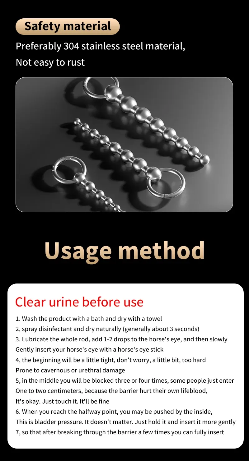 304 Stainless Steel Beaded Urethral Sound 3 Sizes Available