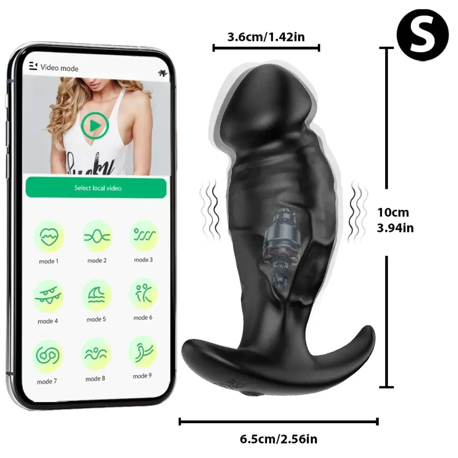 ของเล่นประตูหลัง เครื่องนวดต่อมลูกหมาก ระบบสั่น 9 ความถี่ ฟังก์ชัน APP