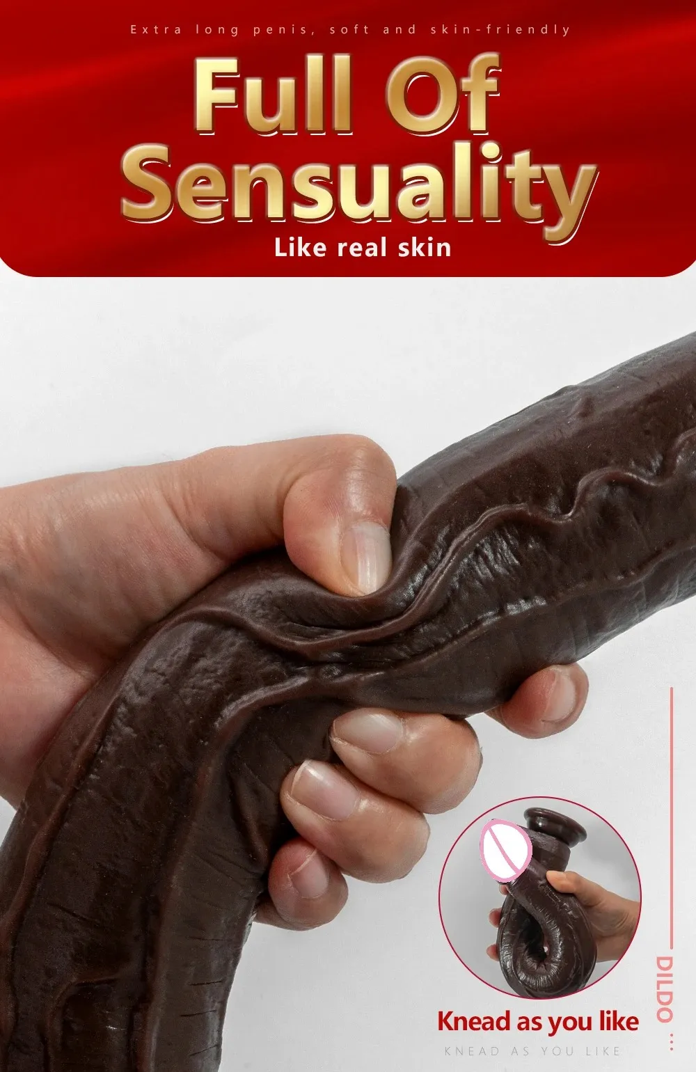 Black Extra-Long Liquid Silicone Dildo 3 Sizes Available
