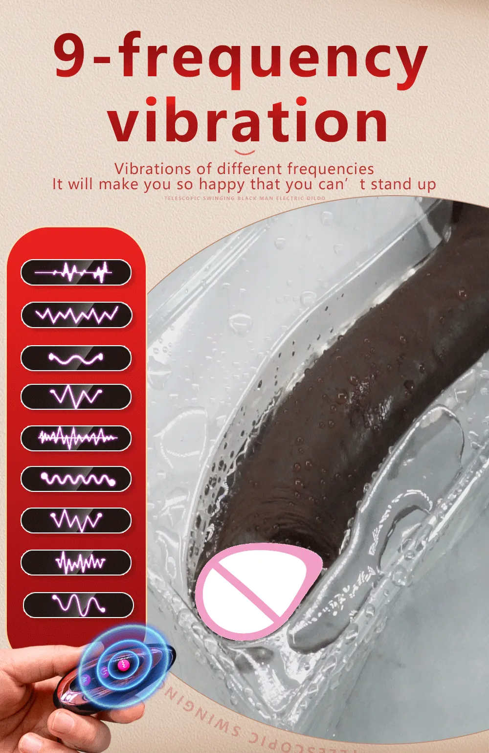Extra-Long Heated 9 Frequencies Thrusting Realistic Dildo