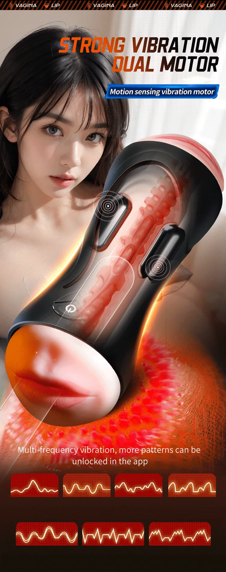 APP Automatic Male Masturbator Dual-Head Vagina & Mouth