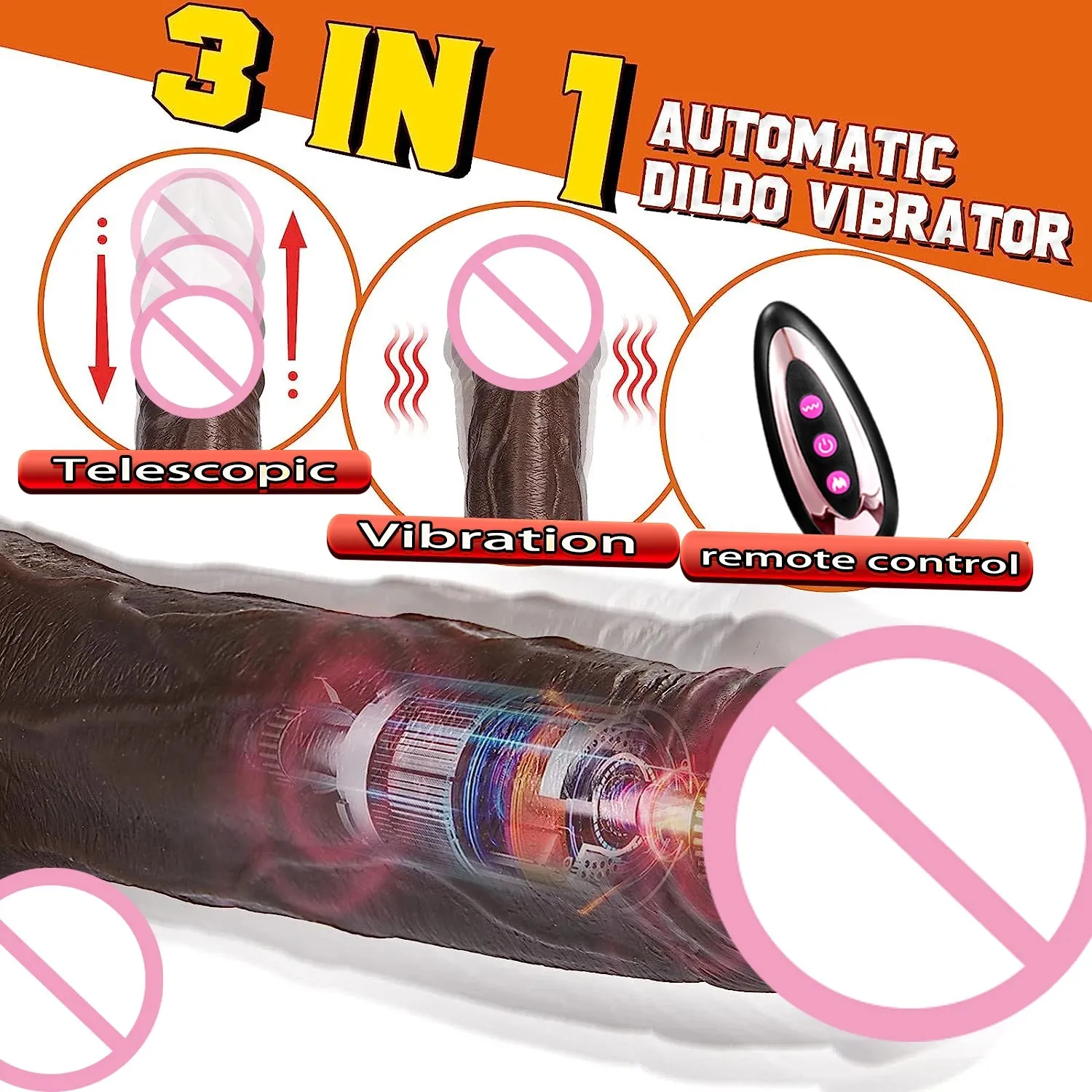 Heatable Vibrating&Thrusting Remote Control Realistic Dildo