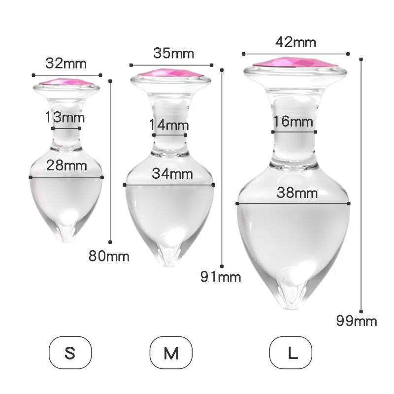 Ice And Fire Drop-Shaped Glass Butt Plug 3 Sizes Available