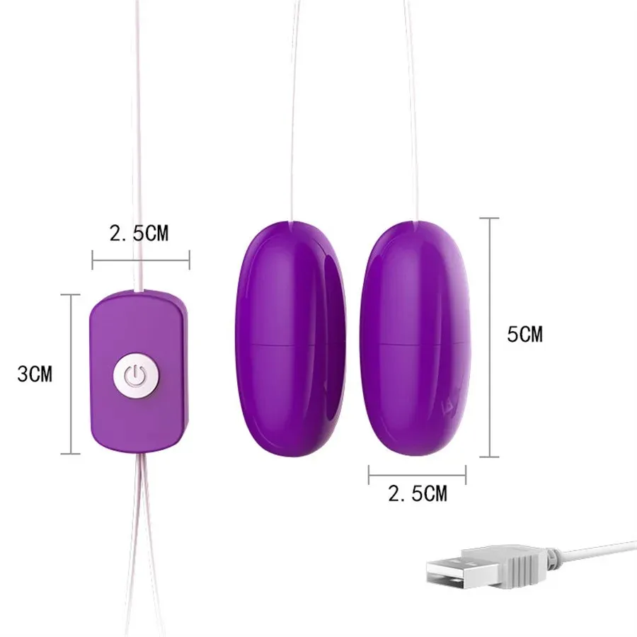 USB Plug-In Wired Egg Vibrator Set With Silicone Tongues