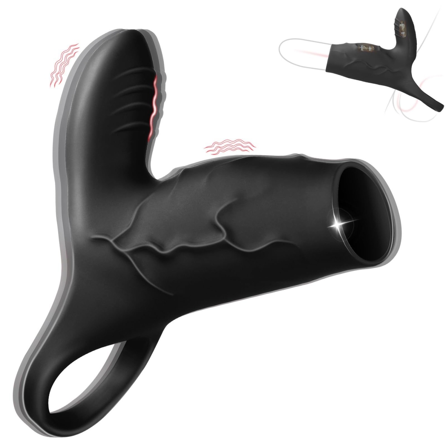 W4015未定价ปลอกเพิ่มขนา ใช้งานได้ 3 แบบ รายละเอียดสมจริง ระบบสั่นสะเทือนสำหรับทั้งคู่ วัสดุซิลิโคนเหลว