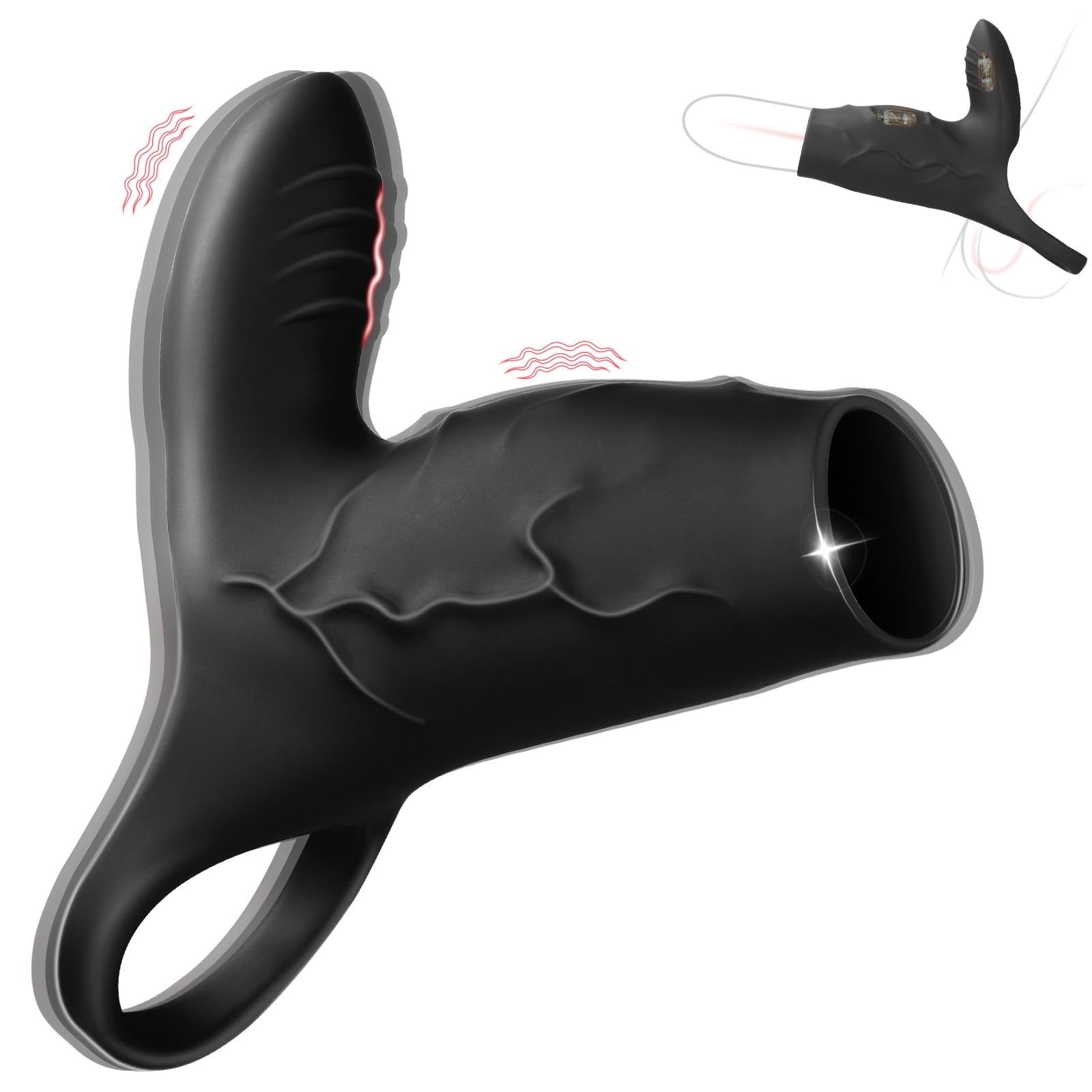 W4015未定价ปลอกเพิ่มขนา ใช้งานได้ 3 แบบ รายละเอียดสมจริง ระบบสั่นสะเทือนสำหรับทั้งคู่ วัสดุซิลิโคนเหลว