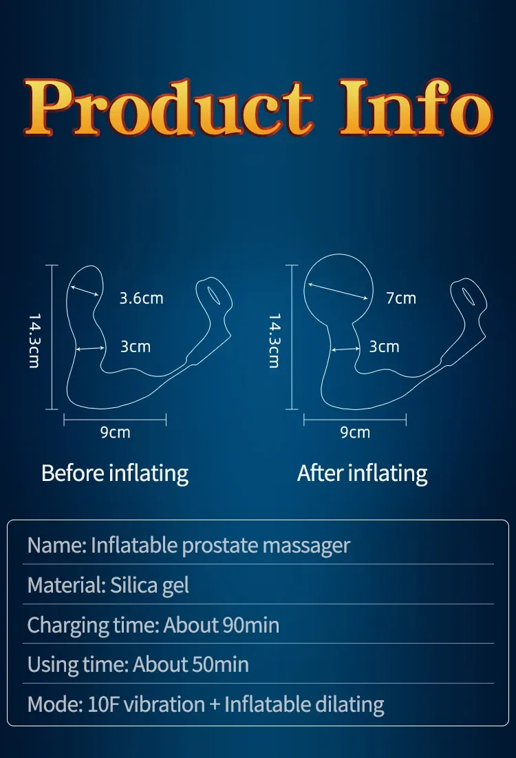 ของเล่นประตูหลัง เครื่องนวดต่อมลูกหมาก 10โหมดความสั่น ถุงลมสั่น