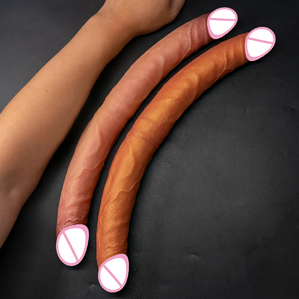 Extra-Long Bendable Dual-Head Lesbian Realistic Dildo
