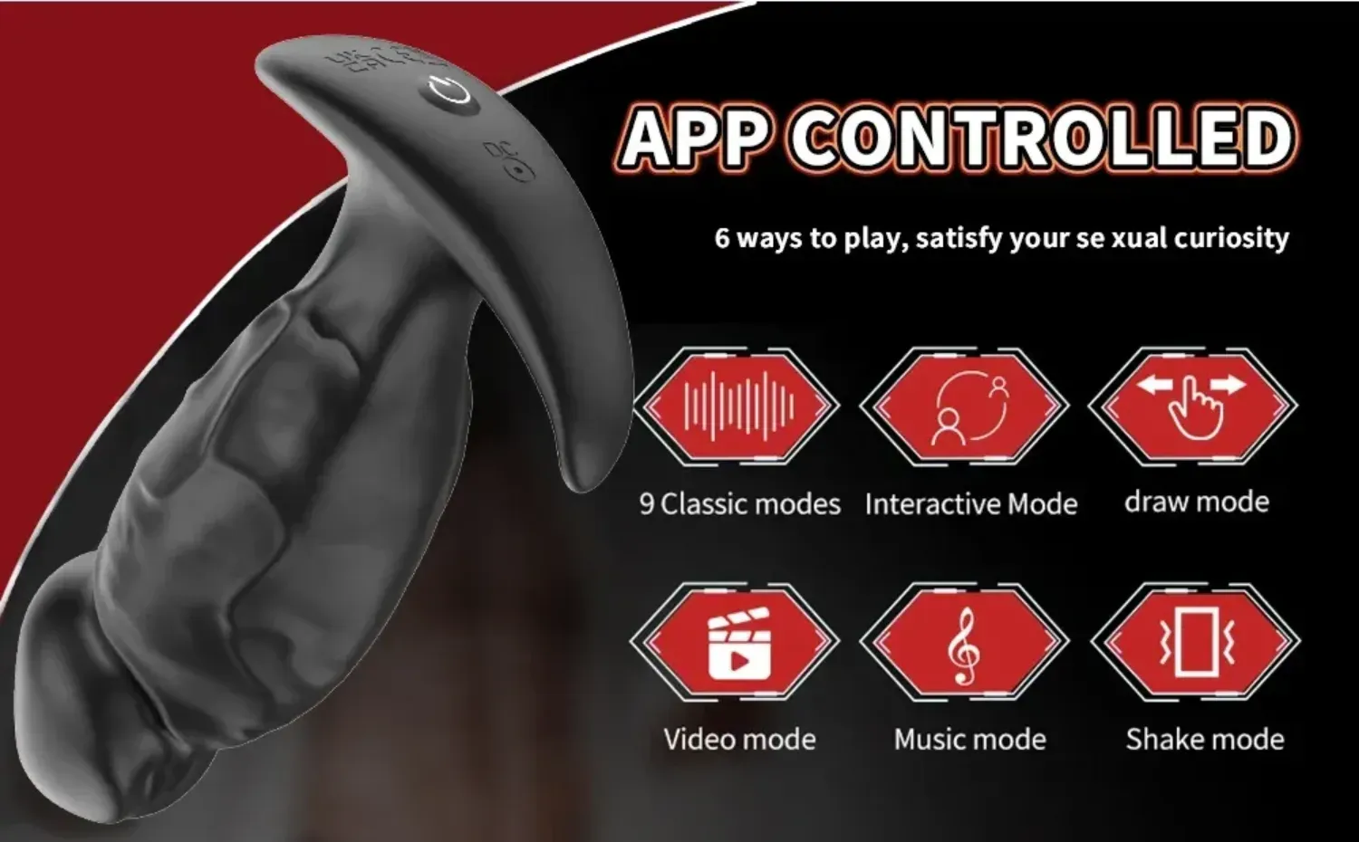 ของเล่นประตูหลัง เครื่องนวดต่อมลูกหมาก ระบบสั่น 9 ความถี่ ฟังก์ชัน APP