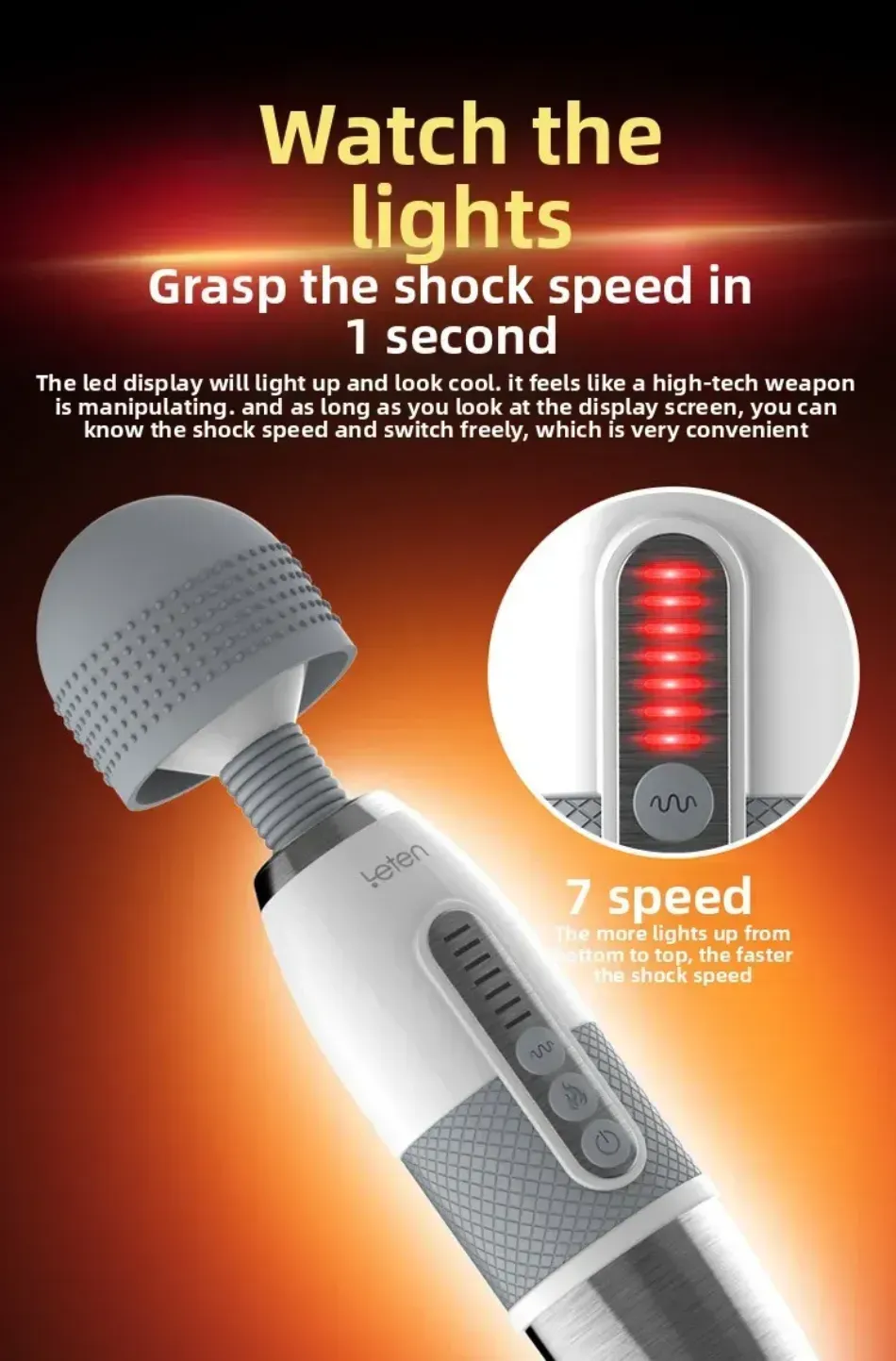 7 Speeds 10 Frequencies LED Display Heating AV Wand Vibrator