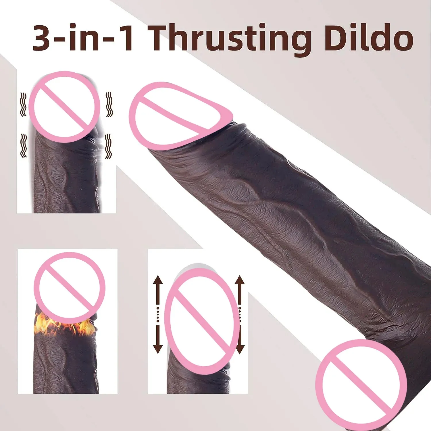 Heatable Vibrating&Thrusting Remote Control Realistic Dildo