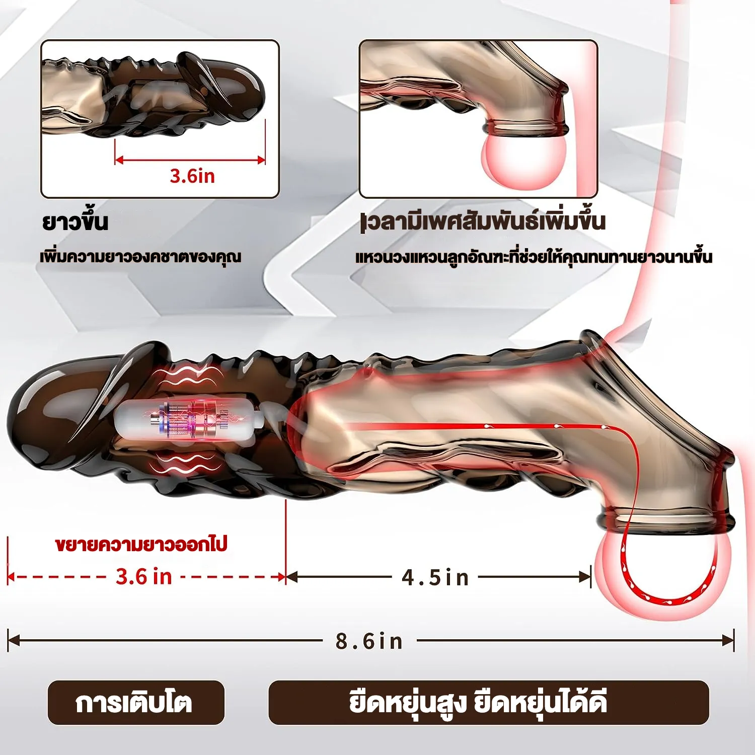 ปลอกเพิ่มขนาด เพิ่มขนาดและความหนา ระบบสั่นสะเทือน ลายพื้นผิวพิเศษ