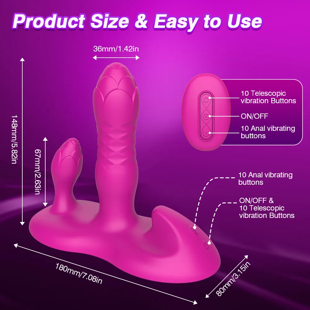 Telescoping&Vibrating Desk Pad APP G-Spot&Clitoral Vibrator