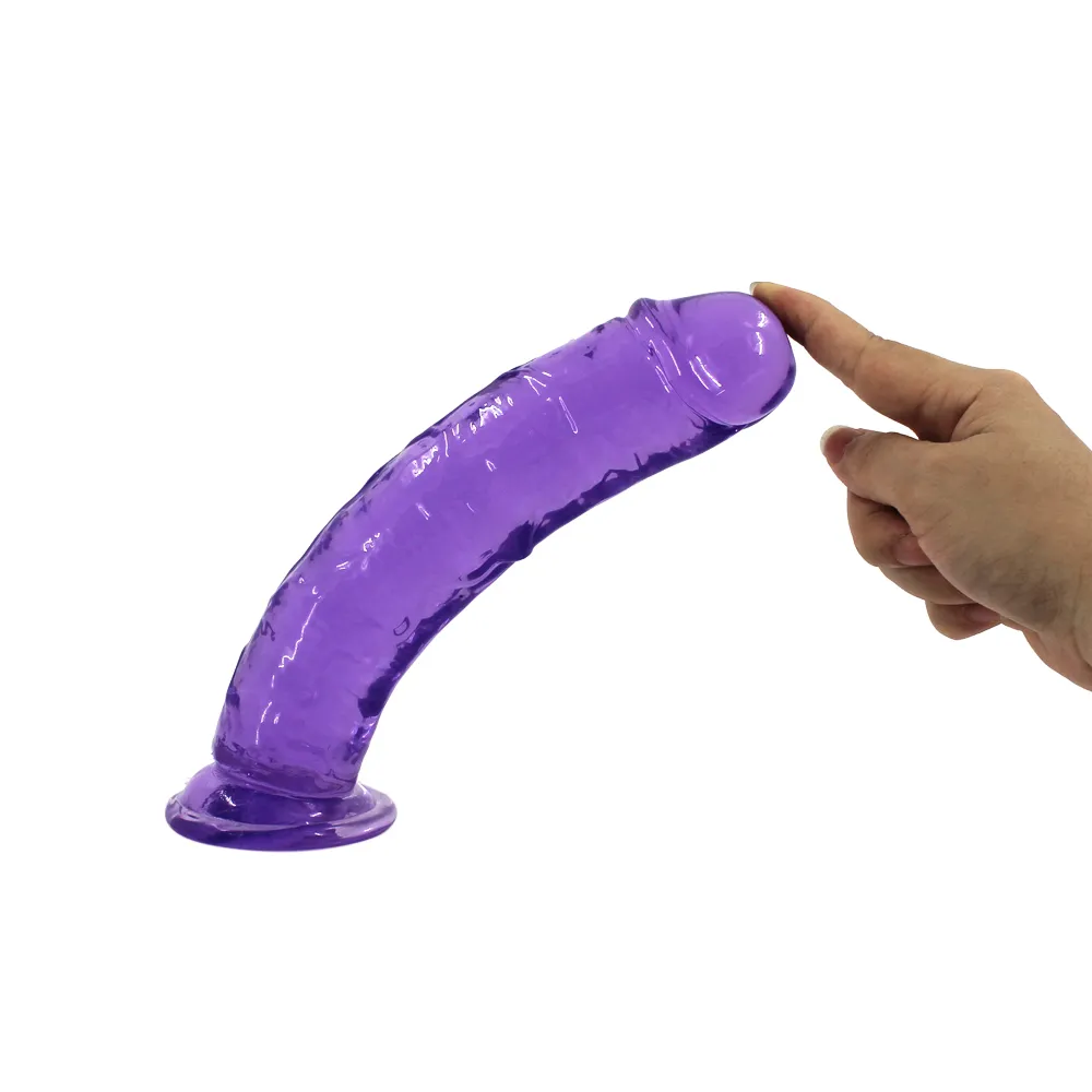 Transparent Purple Realistic Dildo With Suction Cup 3 Sizes