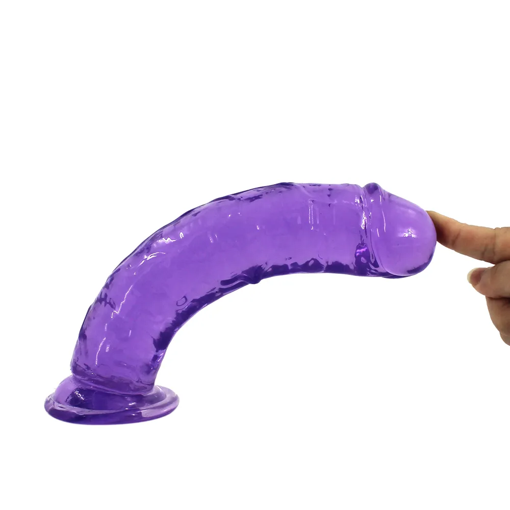 Transparent Purple Realistic Dildo With Suction Cup 3 Sizes