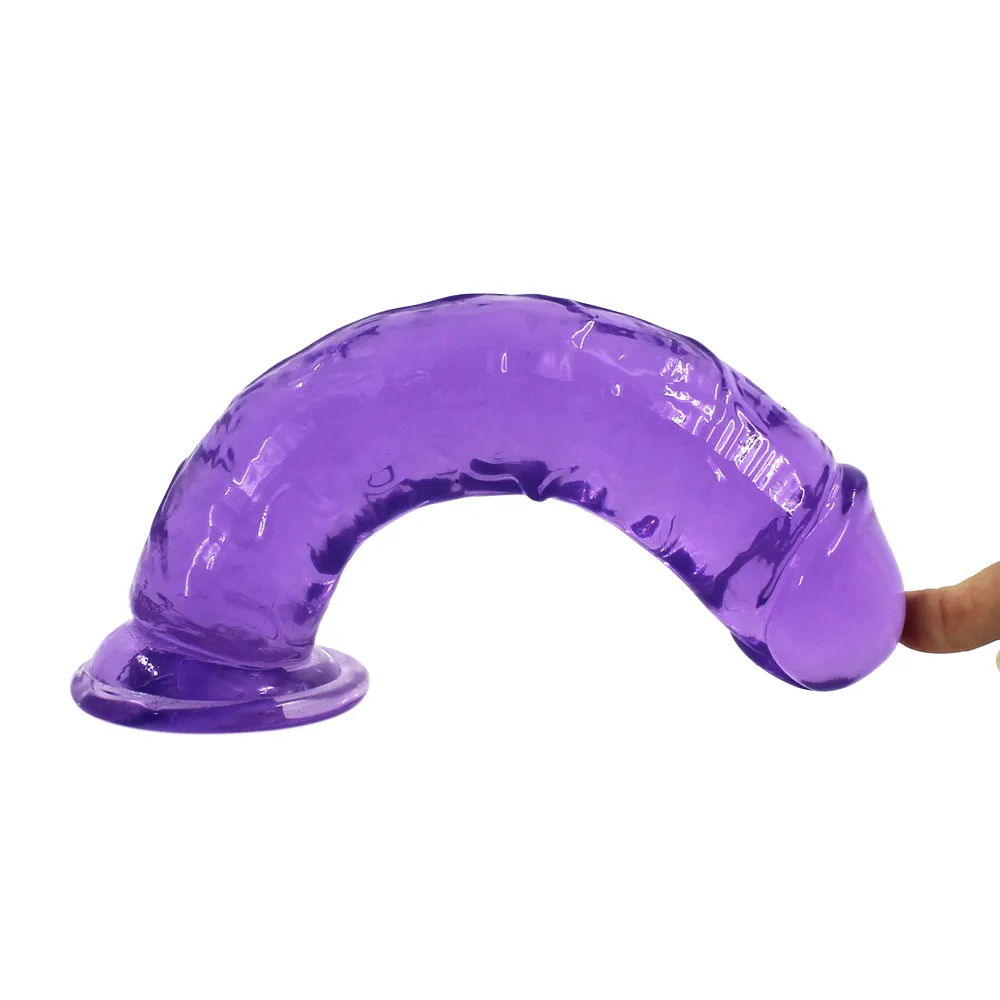 Transparent Purple Realistic Dildo With Suction Cup 3 Sizes