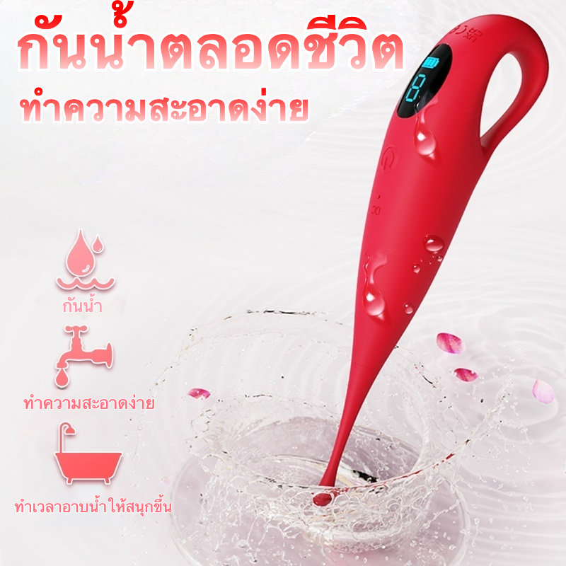 สั่นสะเทือนแท่ง 9 ความถี่การสั่นสูง พร้อมหัวครอบ 2 แบบ จอแสดงผลคริสตัลเหลว ออกแบบมือจับสำหรับนิ้ว-sextoyfunny