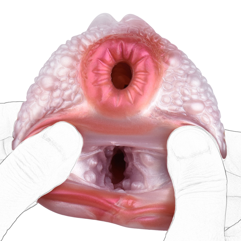 W5607未定价จิ๋มสัตว์เทียม ช่องทางคู่สมจริง การบูชาอวัยวะเพศ วัสดุซิลิโคนเหลว