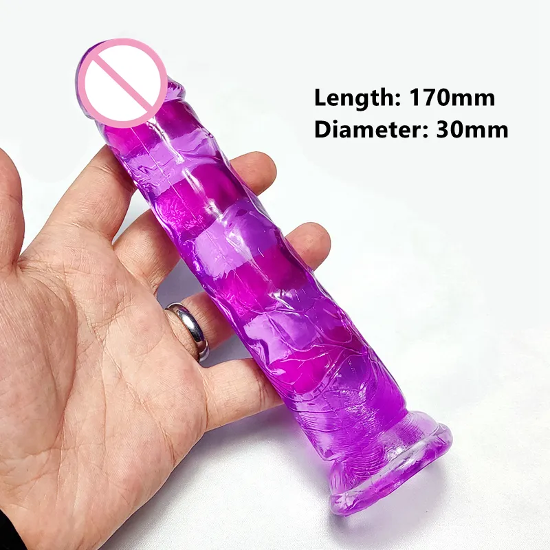 Transparent Purple Realistic Dildo With Suction Cup 3 Sizes