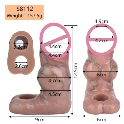 ปลอกเพิ่มขนาด ออกแบบสมจริงสูง เส้นเลือดโปน ระบบล็อกน้ำเชื้อ S8112
