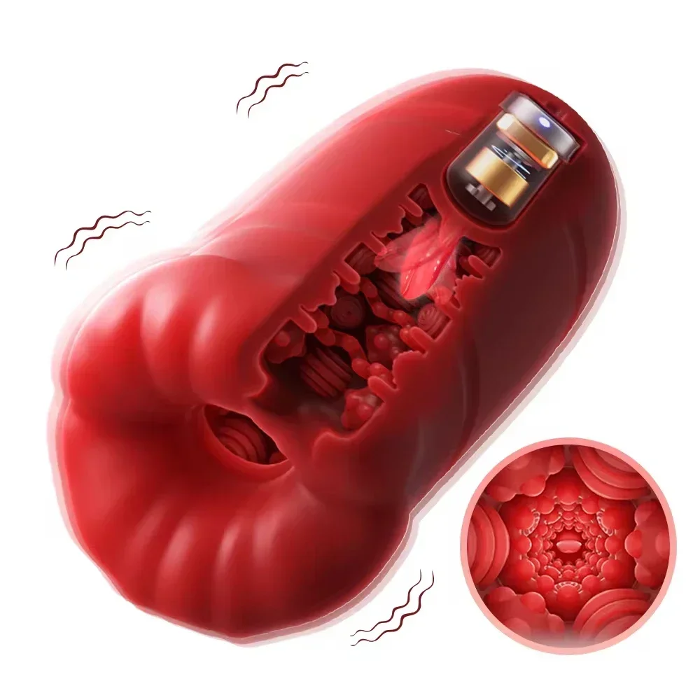 10 Modes Male Masturbators Thick Lip + Tongue Elastic TPE