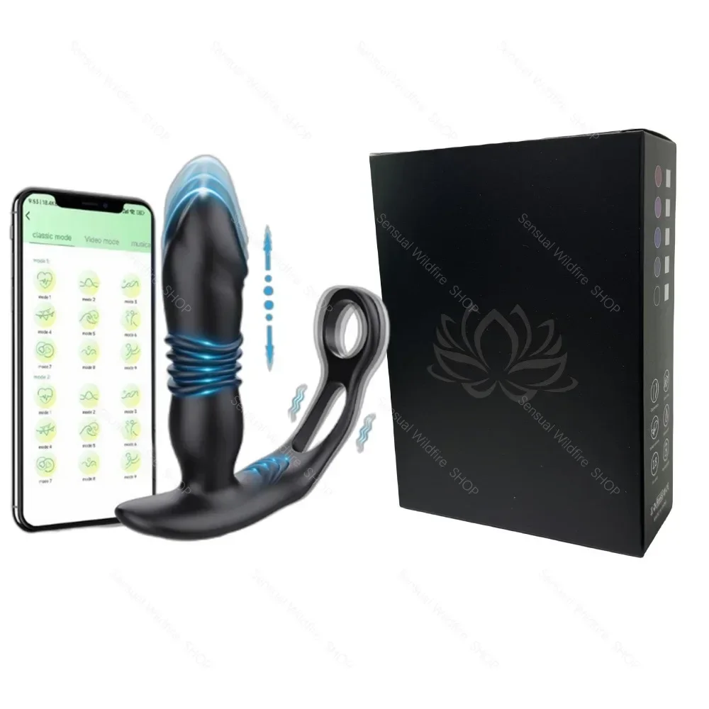 ต่อมลูกหมากเครื่องนวด 10 ระดับการสั่น 10 ระดับการยืดหด แหวนล็อกน้ำอสุจิอัจฉริยะ ควบคุมอัจฉริยะ IPX6|MengM-sextoyfunny