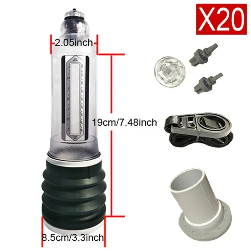 กระบอกสูญญากาศ-X20 ปั๊มสุญญากาศแบบน้ำ เพิ่มแรงดันใต้น้ำ ระบบพลังไฮดรอลิกคู่ 360° ยืดได้ทุกทิศทาง-sextoyfunny