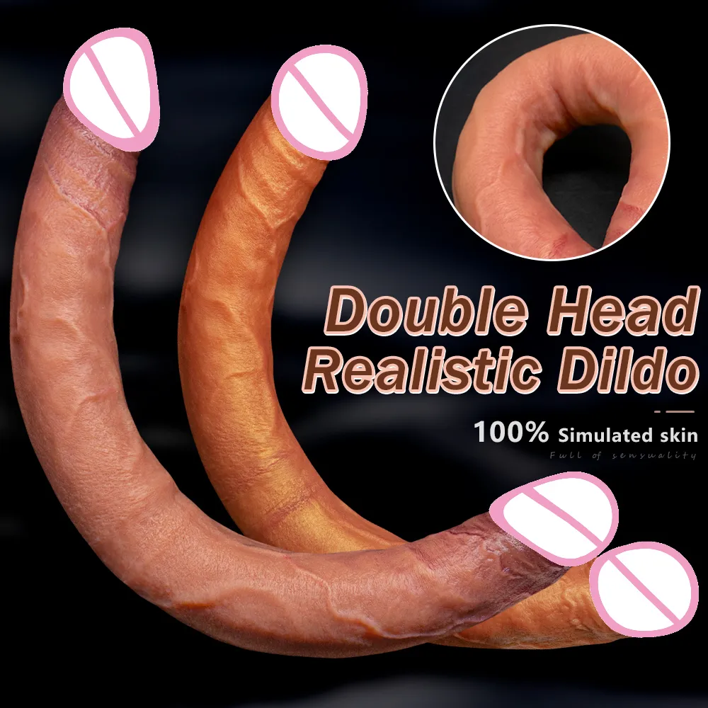 Extra-Long Bendable Dual-Head Lesbian Realistic Dildo