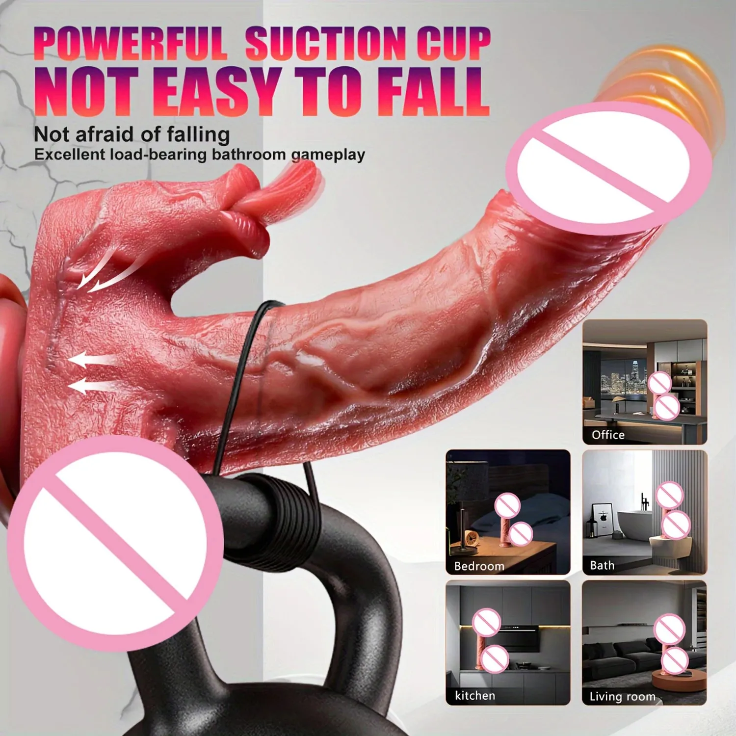 Dual-Head Licking & Thrusting Remote Control Realistic Dildo