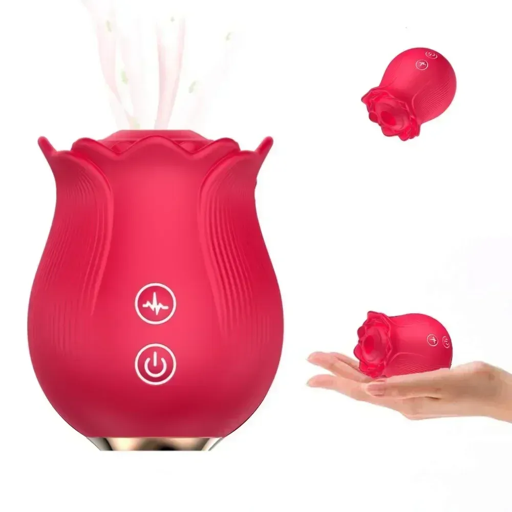 Rose Shaped 12 Suction Modes Clitoral Vibrator & Breast Toy