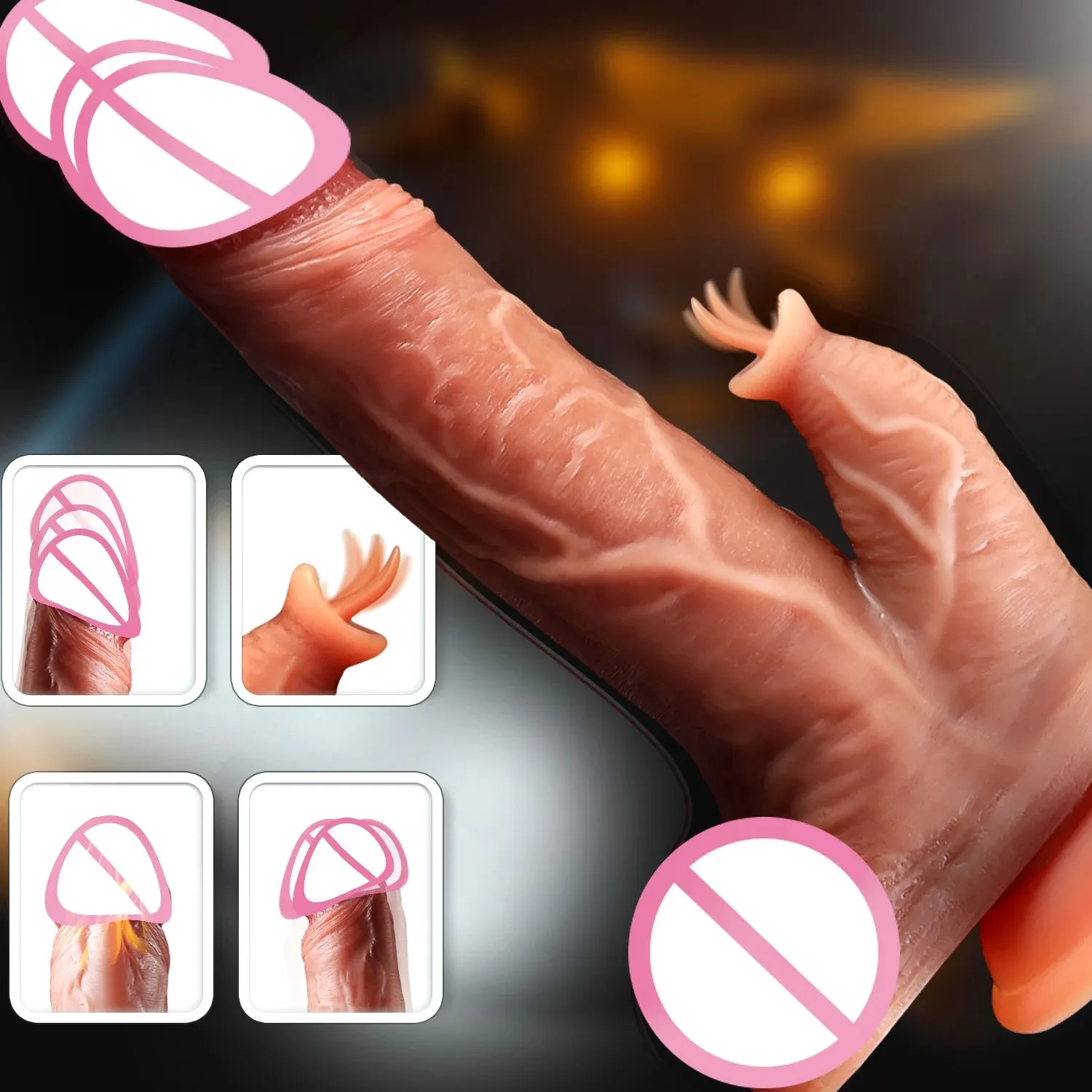 Dual-Head Licking & Thrusting Remote Control Realistic Dildo