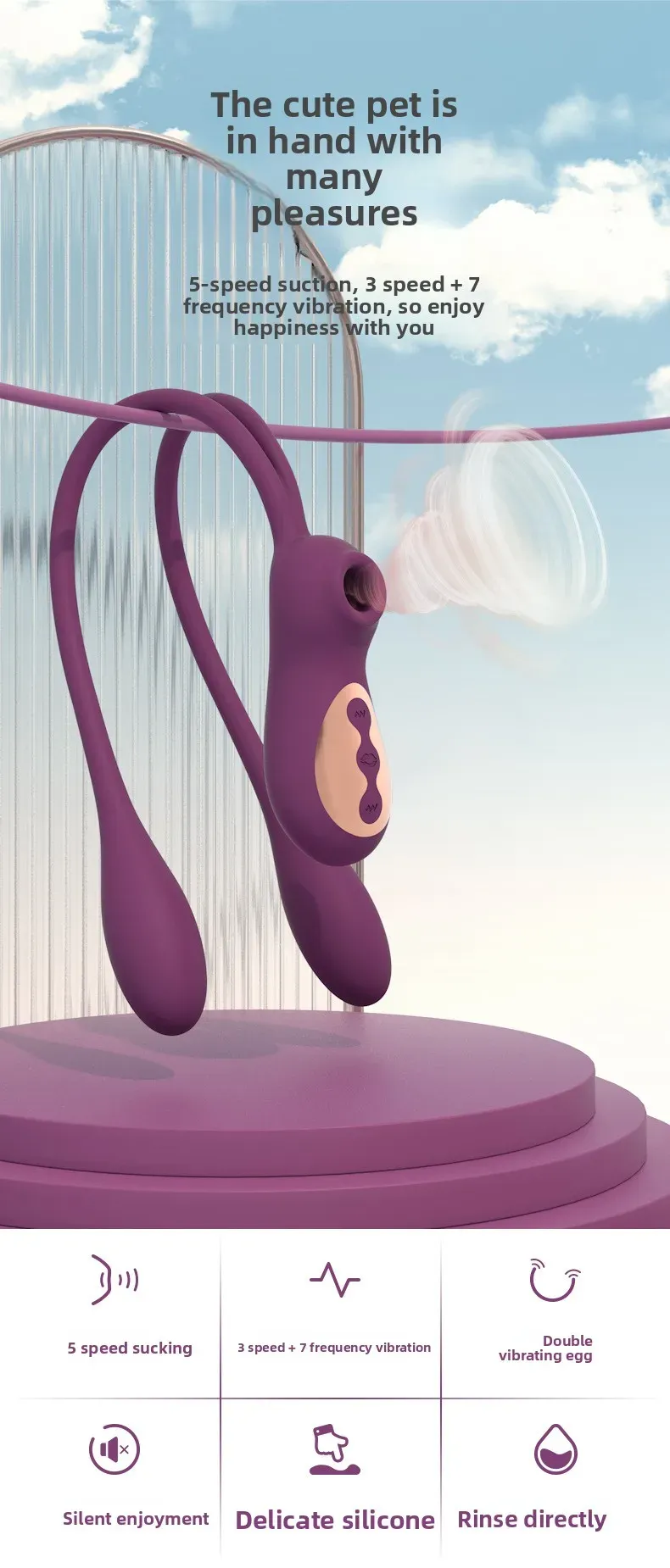 5 Suction + 3 Speeds + 7 Vibration Heating Egg Vibrator