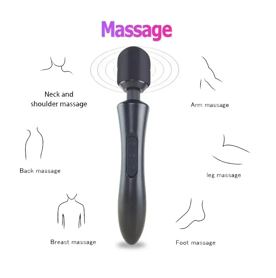 Extra-Large 8 Speeds 20 Modes USB Charging AV Wand Vibrator