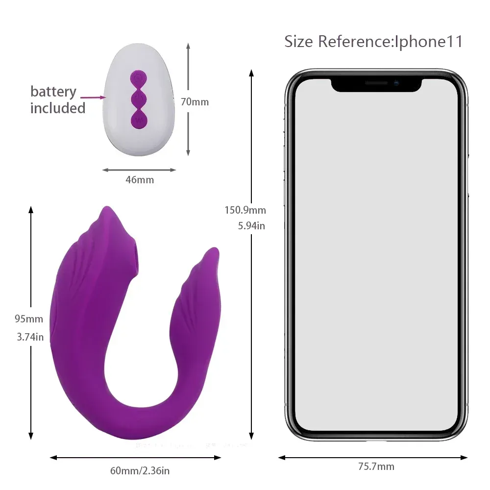 10 Frequencies Dual-Head Suction Remote Control Egg Vibrator