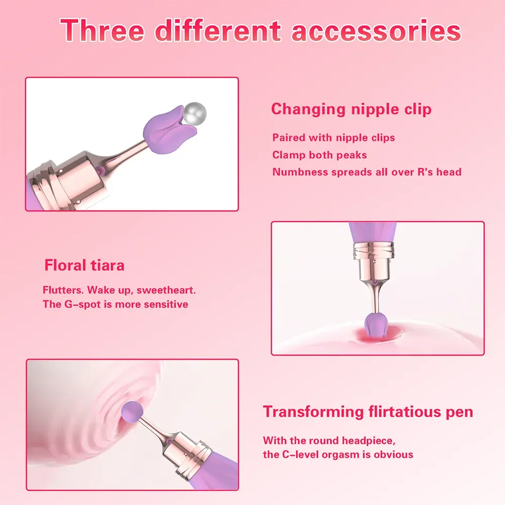 10-Level Spot Fully Waterproof Vibrator With 3 Heads