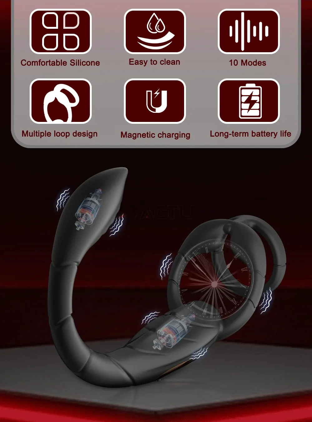 เครื่องนวดต่อมลูกหมาก+ห่วงชะลอการหลั่ง อัตโนมัติ ฟังก์ชัน APP