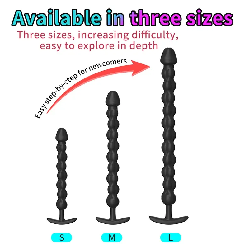 Multi-Section Beaded Silicone Anchor Butt Plug 3 Sizes