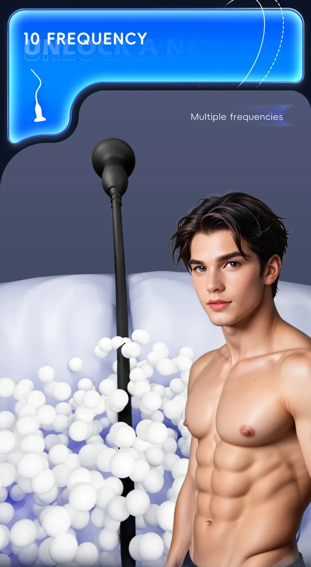 10-Frequency Urethral Sound With Suction Cup 2 Sizes