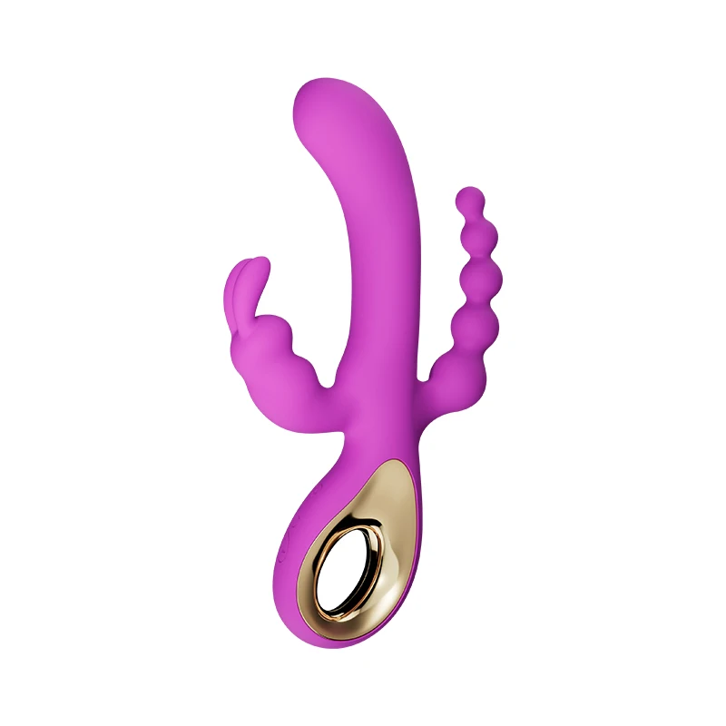 Finger Grip 10 Frequencies Rabbit Ear Beaded 3-Head Vibrator