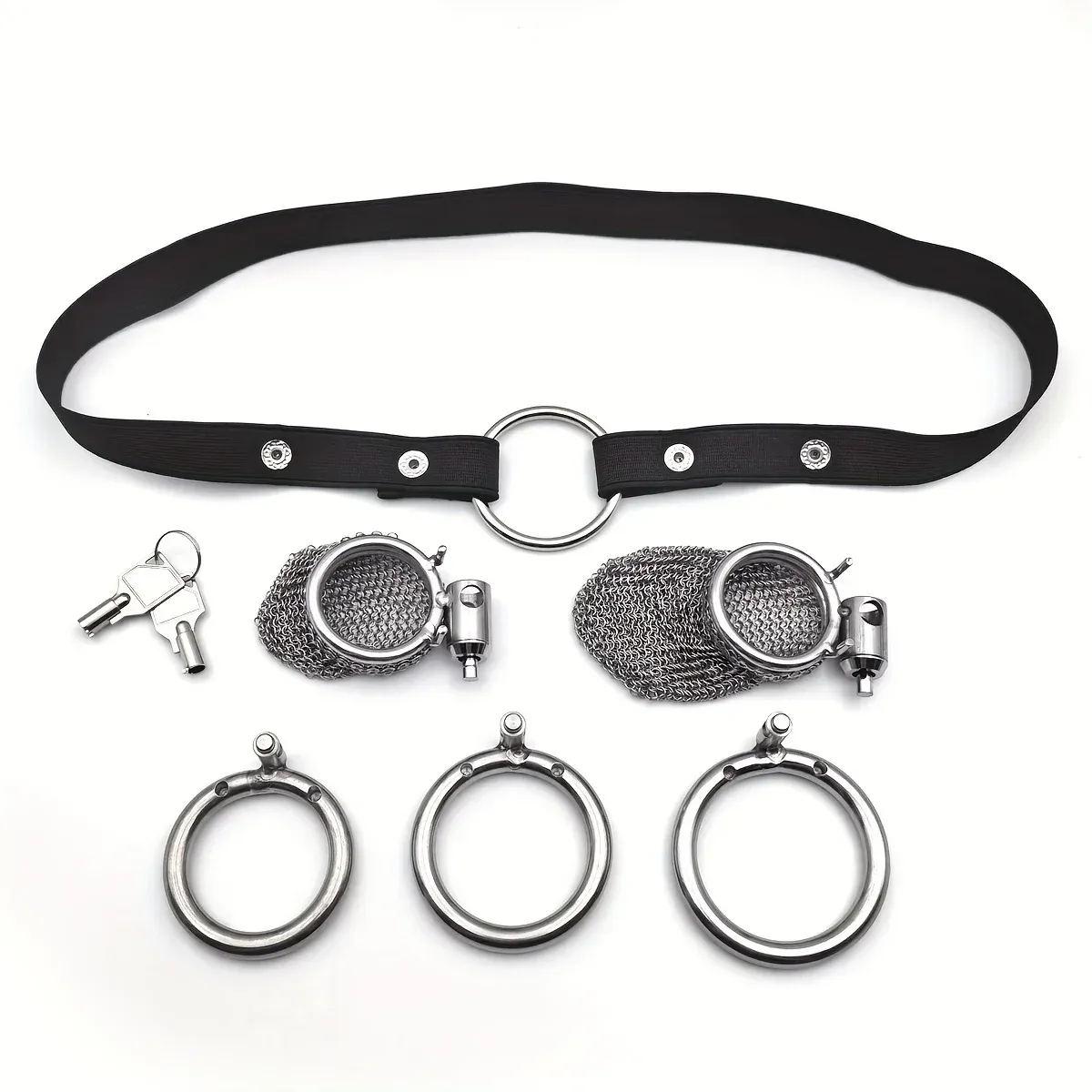 FRRK Stainless Steel Hollow Mesh Chastity Cage Long Version