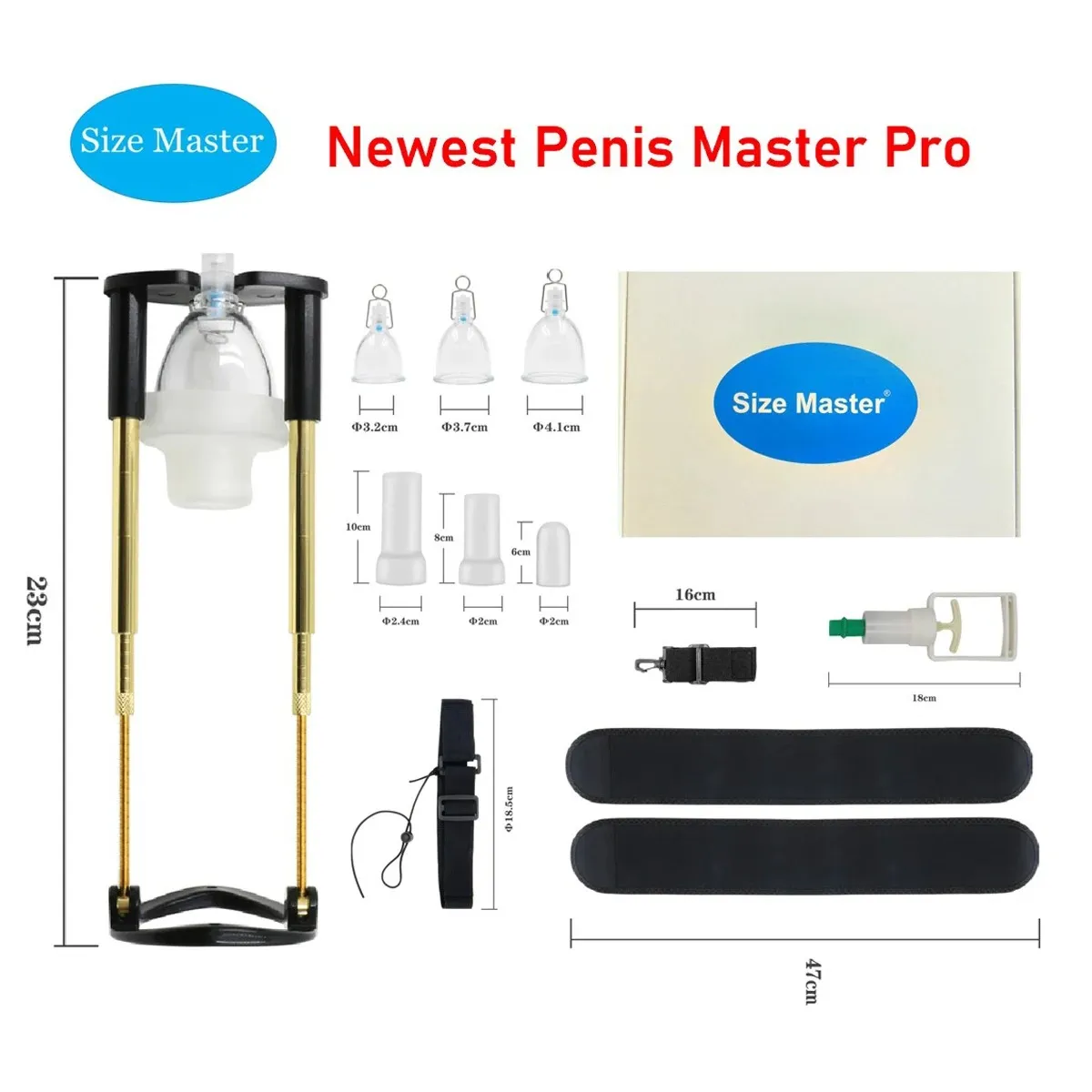 Male 3In1 Adjustable Vacuum Penis Stretcher Set With 3 Sleeves