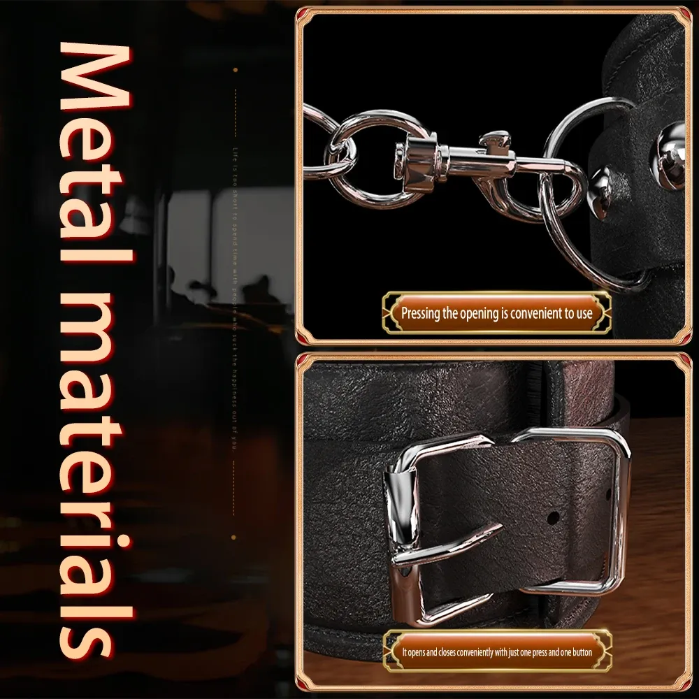 ชุดเซท BDSM ชุดSM 6 ชิ้น สำหรับการผูกมัดและการฝึกสอน วัสดุPU