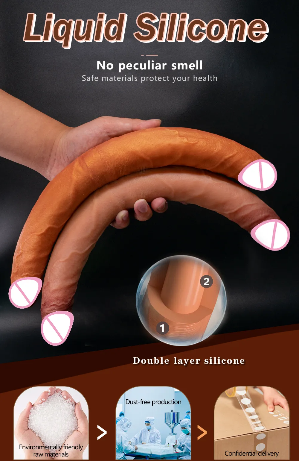 Extra-Long Bendable Dual-Head Lesbian Realistic Dildo