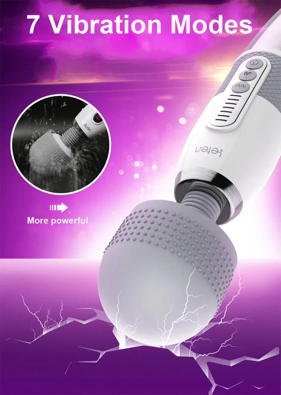 7 Speeds 10 Frequencies LED Display Heating AV Wand Vibrator