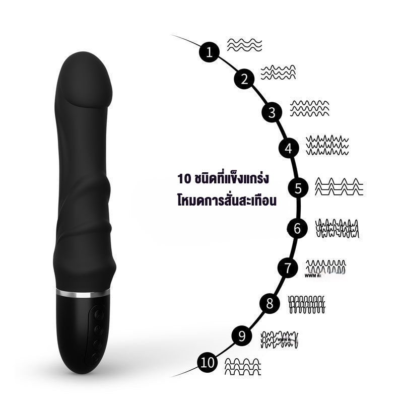 0054 ดิลโด้สั่น 10 ระดับความแรงสั่น ดีไซน์เลียนแบบธรรมชาติ ซิลิโคนเกรดทางการแพทย์ เสียงเงียบสุดพิเศษ