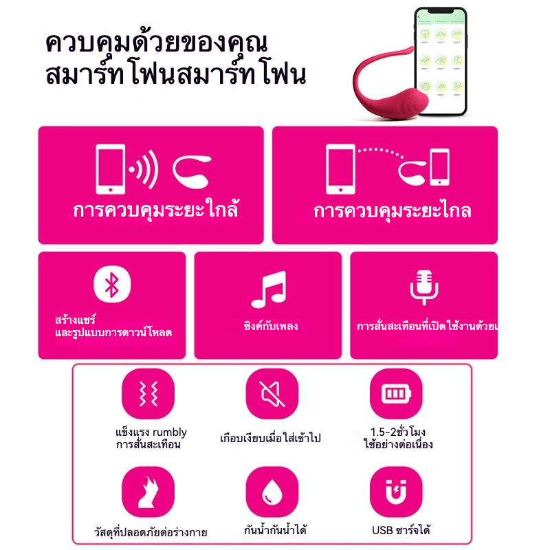 0079 ไข่สั่น 9 ระดับการสั่นสะเทือน, ควบคุมระยะไกลผ่านแอป, สวมใส่แบบล่องหน, กันน้ำทั้งเครื่อง|secwell