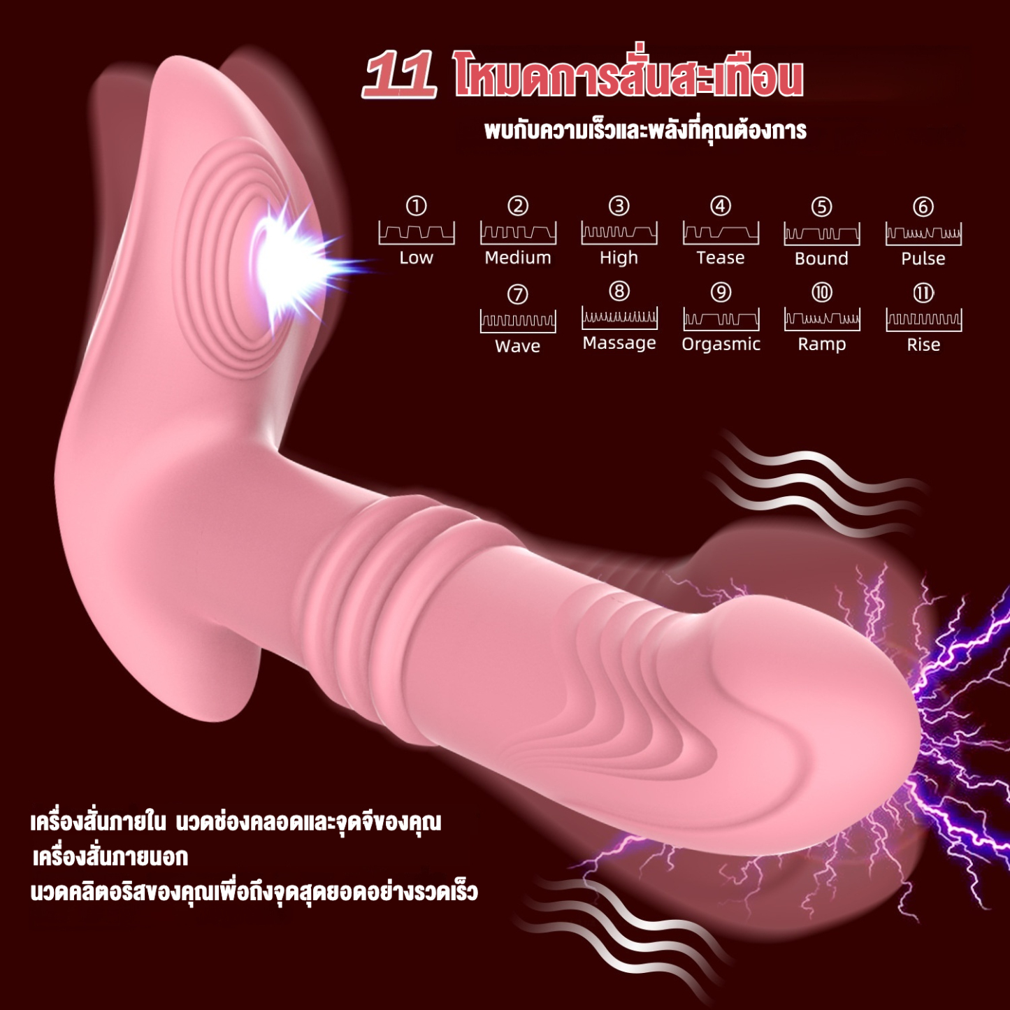 ต่อมลูกหมากเครื่องนวด 11 ความถี่การสั่นสะเทือน 3 ความถี่การยืดหด 3 มอเตอร์พลังสูง การออกแบบสมจริง ฟังก์ชันรีโมท|ChiQing-sextoyfunny